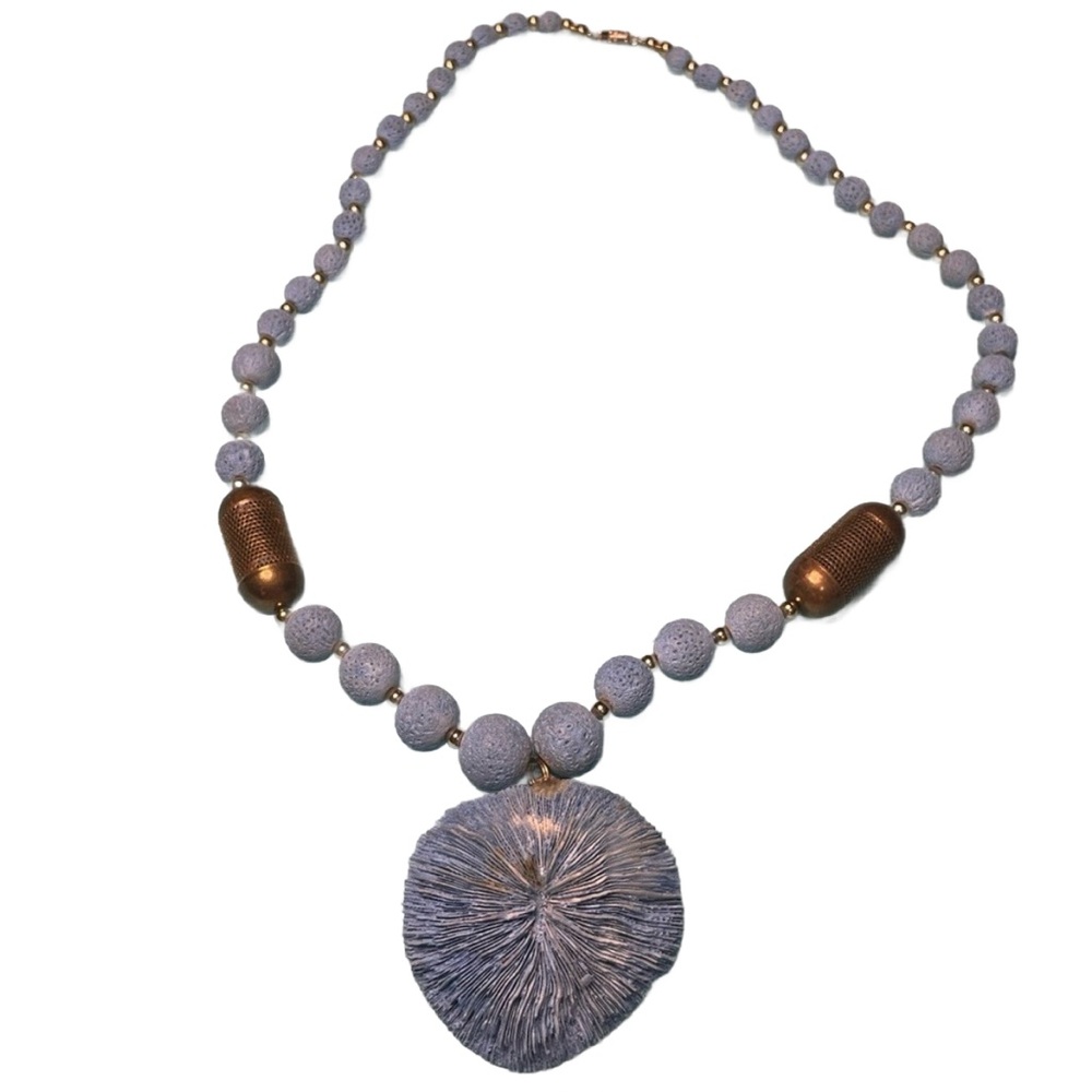 Blue Dyed Coral Statement Necklace - Picture 2 of 5